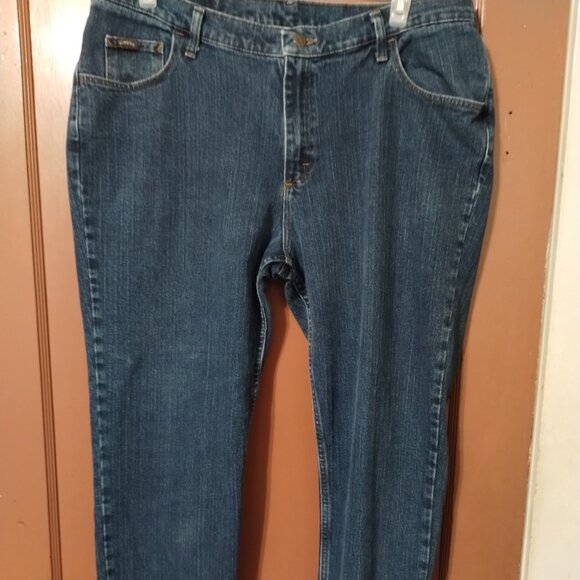 Womens RIDERS Jeans Size 20W P Blue Solid Straight Leg Denim - Picture 1 of 6